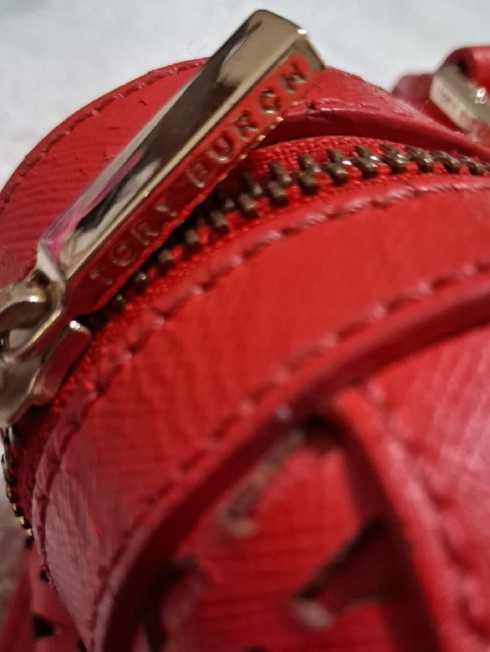 Tory Burch Red Perforated Leather Satchel with Removable Strap - Picture 11 of 15